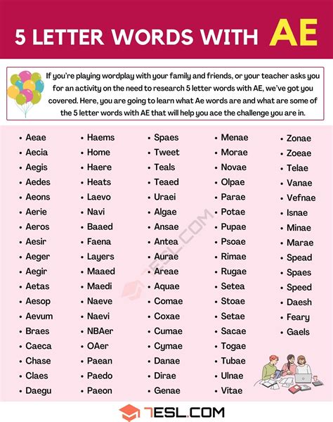 examples   letter words  ae esl