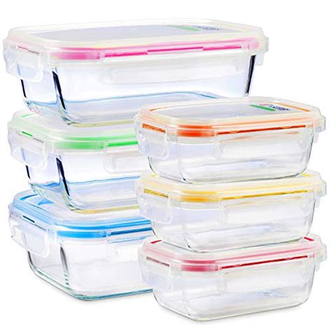 Glass Food Storage Containers With Lids 6 Pack 2 Sizes 35 Oz 12 Oz