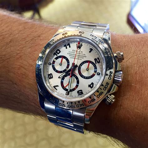 rolex  daytona  white gold arabic dial