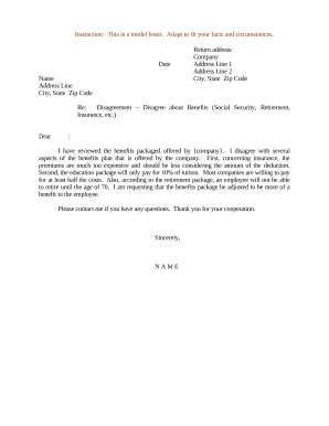 letter disagreement  template pdffiller