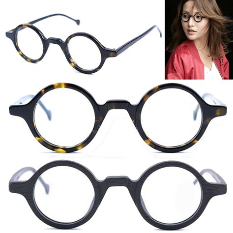 38mm vintage small round eyeglass frames acetate rx able spectacles