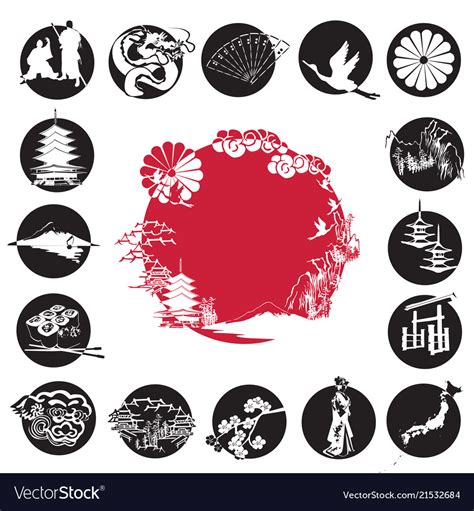 set japanese symbols royalty  vector image