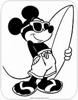 Mickey Coloring Surfboard Mouse Summer Disney Disneyclips Posing Pdf Funstuff sketch template