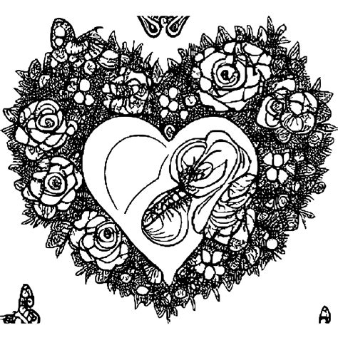 love  roses heart butterfly   sky coloring page creative fabrica