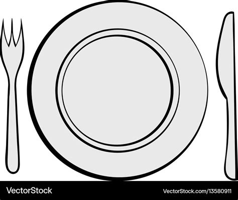 cutlery set  plate icon cartoon royalty  vector