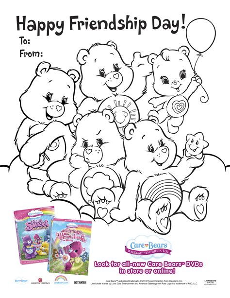 care bears printable friendship day coloring page mama likes