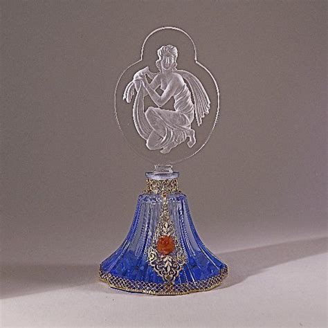 Vintage 1930s Jeweled Czech Perfume Bottle In Blue Crystal