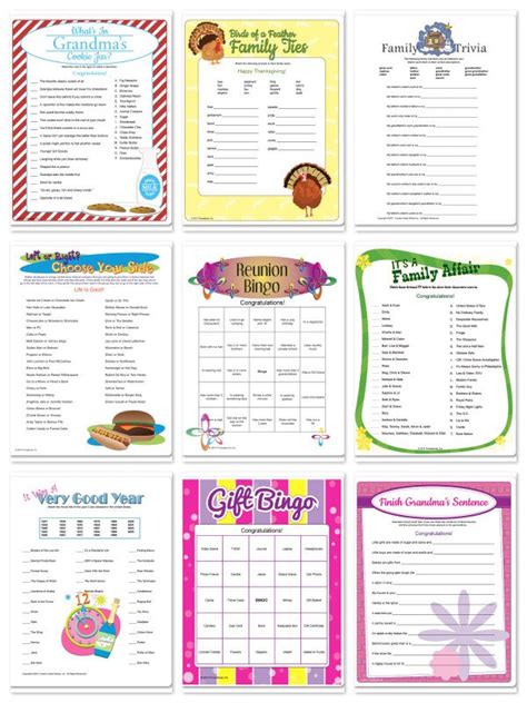 printable games   family reunion party activities