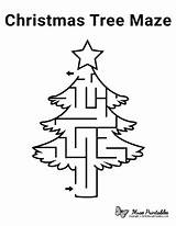 Maze Christmas Mazes Tree Holiday Printable sketch template