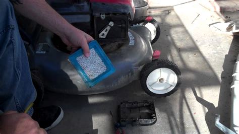 clean lawn tractor air filter  lawnmower gas leaks
