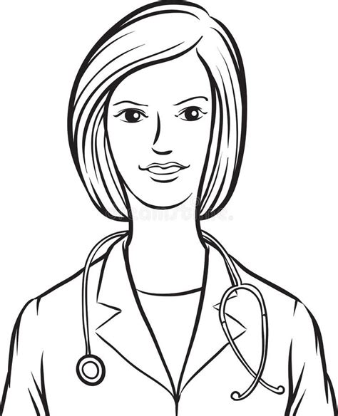 whiteboard drawing doctor woman stock vector illustration  care
