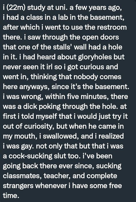 Pervconfession On Twitter He Sucked His First Dick In A Gloryhole At Uni