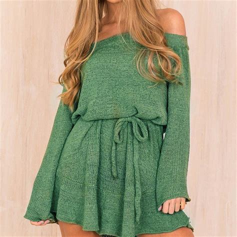 winter thick sexy word shoulder sexy solid color bag hip dress