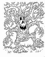 Coloring Halloween Scary Pages Spooky Printable Adults Adult Tree Kids Monster Colouring Drawing Printables Trees Color Cartoon Creepy Library Clipart sketch template