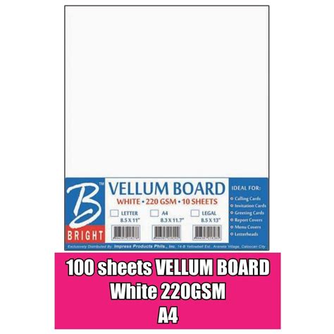pcs vellum board specialty paper  size gsm lazada ph