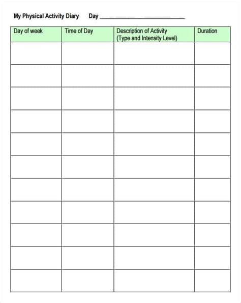printable daily activity log template