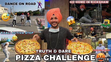 pizza challenge😱😭 crazy dares kaali activa step dance on road