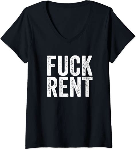womens fuck rent landlord protest unemployed v neck t shirt