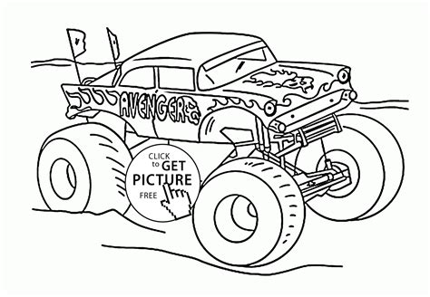 monster truck avenger coloring page  kids transportation coloring