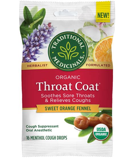 throat coat sweet orange fennel lozenges traditional medicinals