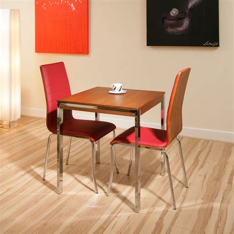 walnut small square dining table  red chairs cafe ebay