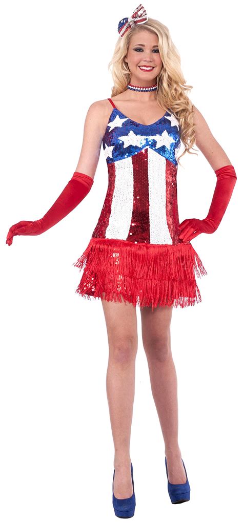 Forum Novelties Womens Patriotic Sequin Sparkle Costume Dress Funtober
