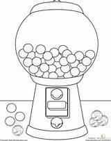 Machine Gumball Coloring Gum Bubble Color Drawing Worksheets Pages Kids Candy Preschool Sheets Kindergarten Printable Colouring Education Classroom Gg Learning sketch template