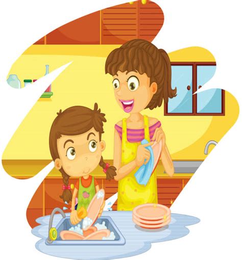 Royalty Free Mom Washing Dishes Clip Art Vector Images And Illustrations