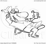 Cold Man Cartoon Lounging Holding Drink Outline Illustration Royalty Rf Clip Toonaday Leishman Ron Clipart sketch template