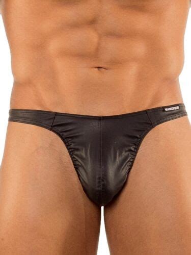manstore tower string m104 mens underwear black leather look sexy thong