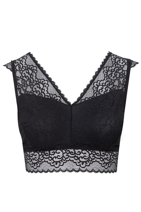 Black Lace Wide Strap Bralette Yours Clothing