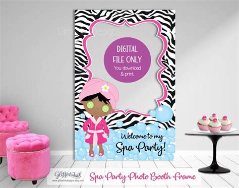 printable  spa party photo booth frame african etsy