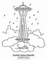 Needle Space Seattle Drawing Embroidery Simple Coloring Pages Template Kids Pattern Washington Drawings Sketch State Cross Stitch Paintingvalley Color Choose sketch template