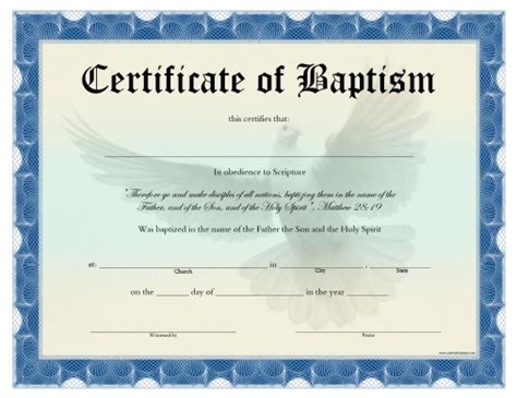 certificate  baptism  printable