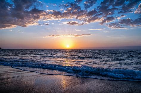 beach  sunset  stock photo