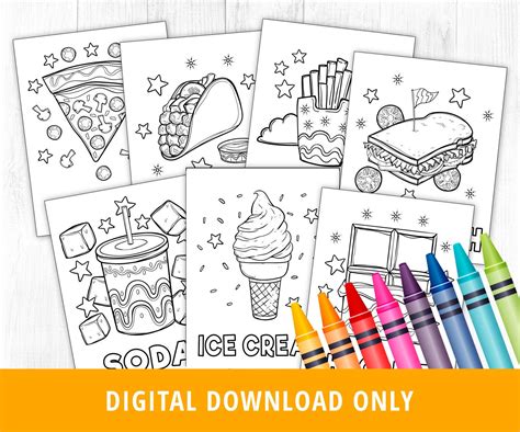 fast food coloring pages food coloring pages printable etsy uk