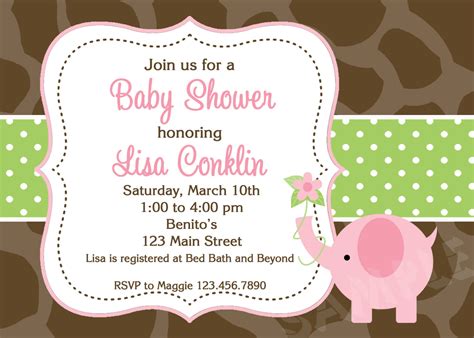 couples baby shower invitations pink  gray elephant invite printable
