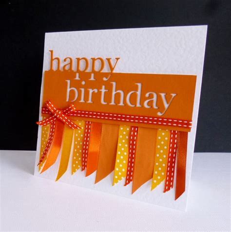 orange  white birthday card  ribbon