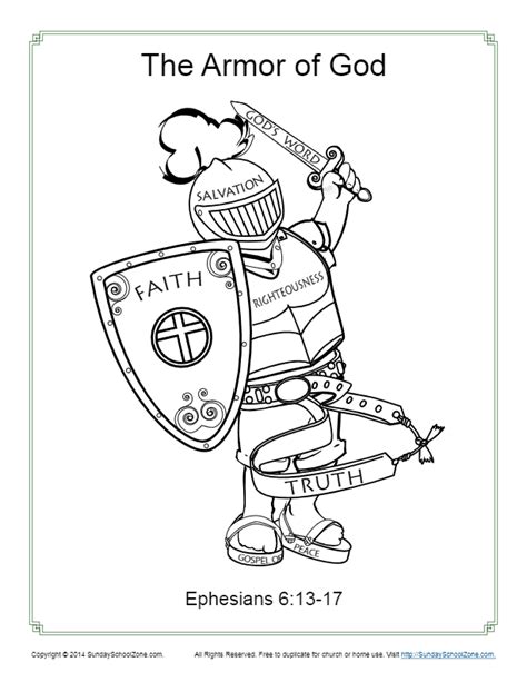 armor  god  kids coloring page activity