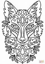 Coloring Zentangle Fox Head Pages Printable Drawing Public Puzzle Domain Categories sketch template