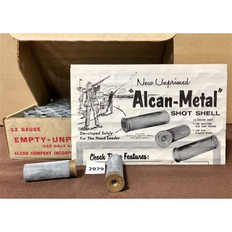 Brass 100x Alcan Inc 12 Ga Metal Shotgun Hulls New And Unprimed