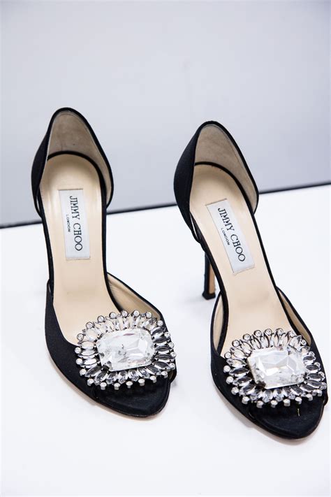 upper level jimmy choo black heels  crystal embellishment size   heels jimmy