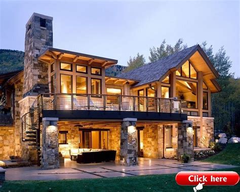 walkout basement house plans   rustic exterior   stacked stone house