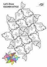 Kids Escher Krokotak Print Printables Mc Tessellation Projects Coloring Pages Fish sketch template