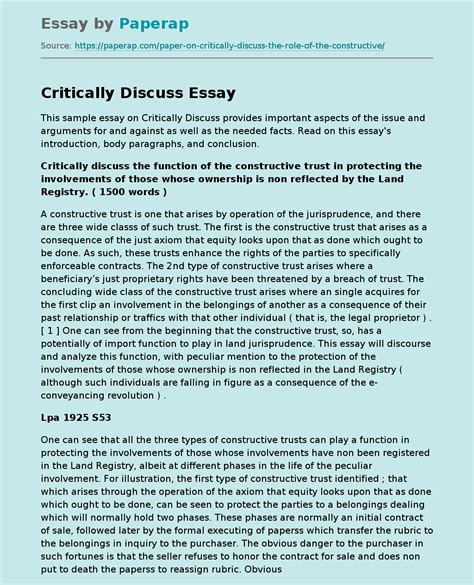 critically discuss  essay