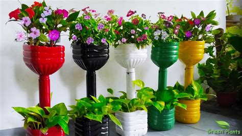 colorful flower pots making  recycle plastic bottles small flower garden ideagreen