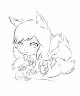 Ahri Lineart sketch template