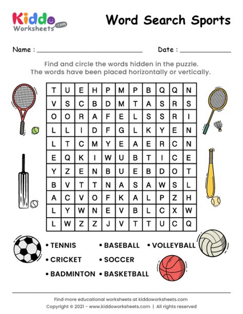 printable word search sports worksheet kiddoworksheets