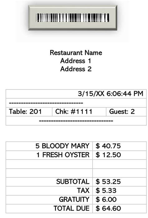 restaurant invoice template doctemplates