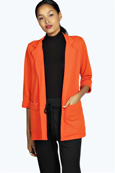 Womens long sleeve blazer plus size blazer pu patchwork
